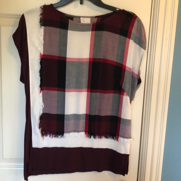 Unique plaid multi fabric top - Picture 2 of 8